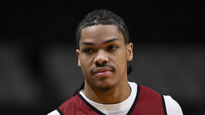 Mar 25, 2026; San Jose, CA, USA; Arkansas Razorbacks guard Darius Acuff Jr. (5) looks on during a practice session ahead of the west regional of the men's 2026 NCAA Tournament at SAP Center. Mandatory Credit: Eakin Howard-Imagn Images Mar 25, 2026; San Jose, CA, USA; Arkansas Razorbacks guard Darius Acuff Jr. (5) looks on during a practice session ahead of the west regional of the men's 2026 NCAA Tournament at SAP Center. Mandatory Credit: Eakin Howard-Imagn Images