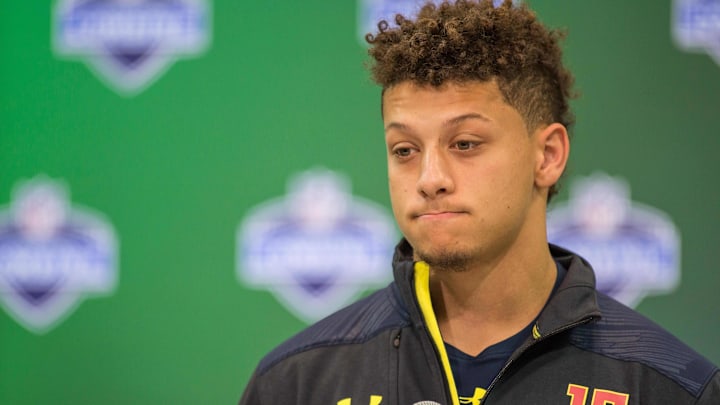 Patrick Mahomes during the 2017 NFL scouting combine Patrick Mahomes during the 2017 NFL scouting combine
