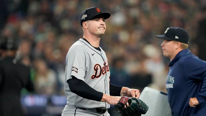 Oct 10, 2025; Seattle, Washington, USA; Detroit Tigers starting pitcher Tarik Skubal (29) walks off the field after the first inning against the Seattle Mariners during game five of the ALDS round for the 2025 MLB playoffs at T-Mobile Park. Mandatory Credit: Stephen Brashear-Imagn Images