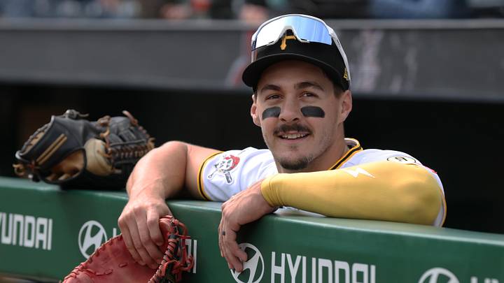 Apr 19, 2026; Pittsburgh, Pennsylvania, USA;  Pittsburgh Pirates shortstop Konnor Griffin (6) celebrates after defeating the Tampa Bay Rays at PNC Park. Mandatory Credit: Charles LeClaire-Imagn Images