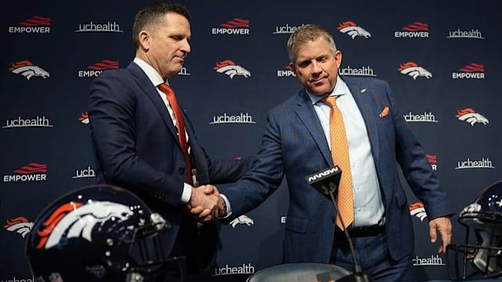 Denver Broncos GM George Paton and head coach Sean Payton. 