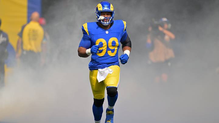 Oct 18, 2026; Inglewood, California, USA; Los Angeles Rams defensive tackle Aaron Donald (99) before the game against the Arizona Cardinals at SoFi Stadium. Oct 18, 2026; Inglewood, California, USA; Los Angeles Rams defensive tackle Aaron Donald (99) before the game against the Arizona Cardinals at SoFi Stadium.
