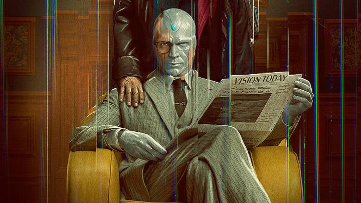 James Spader as Ultron and Paul Bettany as Vision in Marvel Studios' VISIONQUEST