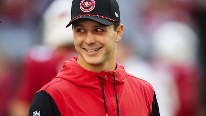 San Francisco 49ers injured quarterback Brock Purdy prior to the game against the Arizona Cardinals at State Farm Stadium.