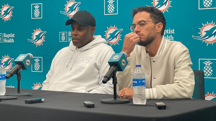 Miami Dolphins GM Chris Grier and Coach Mike McDaniel after the 2025 NFL draft Miami Dolphins GM Chris Grier and Coach Mike McDaniel after the 2025 NFL draft