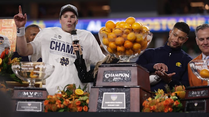 Notre Dame quarterback Riley Leonard has nothing but respect for backup Steve Angeli