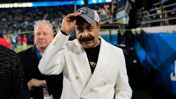 Jacksonville Jaguars owner Shad Khan walks off the field after the game of an NFL football regular season matchup AFC South division title game Saturday, Jan. 7, 2023 at TIAA Bank Field in Jacksonville. The Jacksonville Jaguars held off the Tennessee Titans 20-16. [Corey Perrine/Florida Times-Union]

Jki 230106 Titans Jags Cp 79