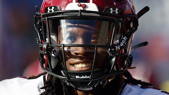 Nov 12, 2022; Gainesville, Florida, USA; South Carolina Gamecocks defensive back Cam Smith (9) prior