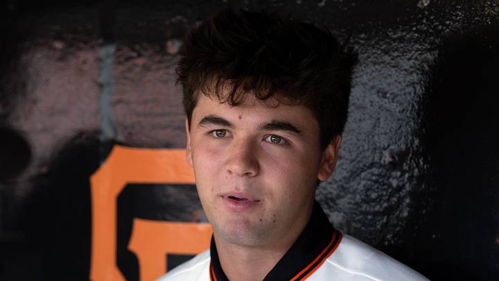 San Francisco Giants first-round draft pick Jackson Flora meets with the media before the Giants take on the Milwaukee Brewers at Oracle Park. Mandatory Credit: D. Ross Cameron-Imagn Images San Francisco Giants first-round draft pick Jackson Flora meets with the media before the Giants take on the Milwaukee Brewers at Oracle Park. Mandatory Credit: D. Ross Cameron-Imagn Images