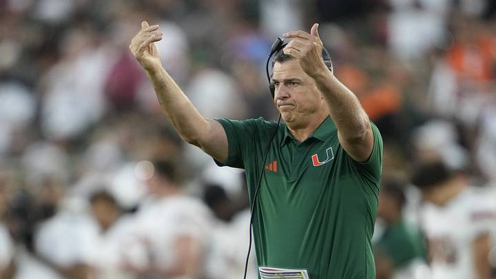 Sep 4, 2026; Stanford, California, USA; Miami Hurricanes head coach Mario Cristobal on the sidelines during the second quarter against the Stanford Cardinal at Stanford Stadium. Mandatory Credit: Stan Szeto-Imagn Images Sep 4, 2026; Stanford, California, USA; Miami Hurricanes head coach Mario Cristobal on the sidelines during the second quarter against the Stanford Cardinal at Stanford Stadium. Mandatory Credit: Stan Szeto-Imagn Images