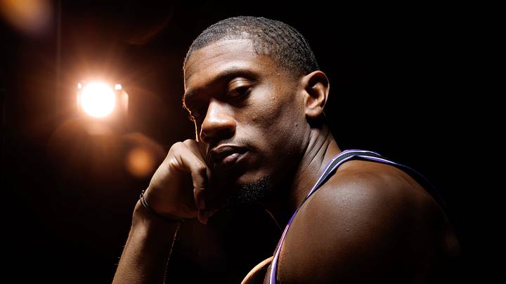 Sep 28, 2026; Sacramento, CA, USA;  Sacramento Kings forward De'andre Hunter (15) during media day at Golden 1 Center.  Mandatory Credit: Sergio Estrada-Imagn Images