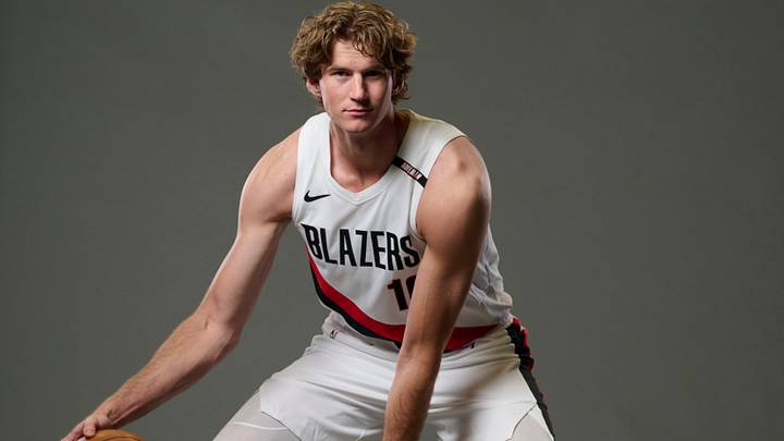 Portland Trail Blazers center Branden Carlson Portland Trail Blazers center Branden Carlson