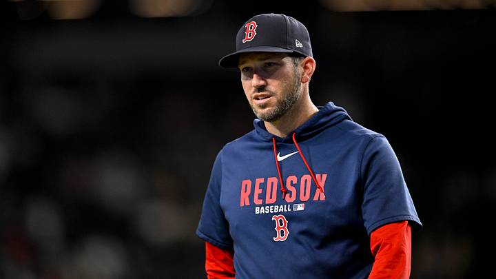 Sep 16, 2026; Arlington, Texas, USA; Boston Red Sox interim coach Chad Tracy walks on the field during the game between the Rangers and the Red Sox at Globe Life Field. Mandatory Credit: Jerome Miron-Imagn Images