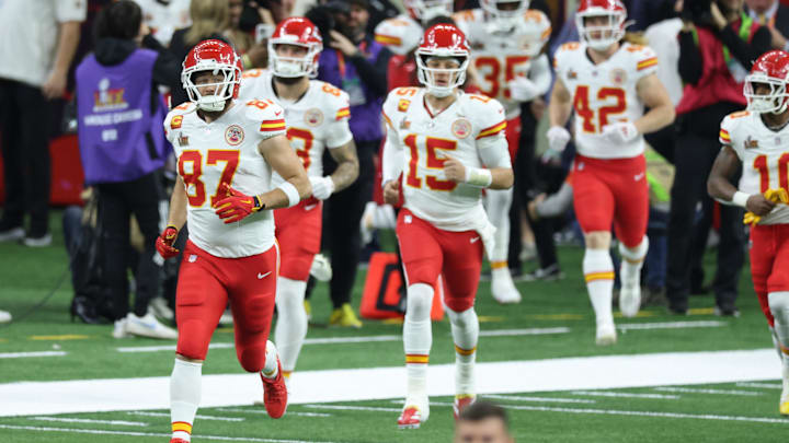 Patrick Mahomes and the Kansas City Chiefs take the field at Super Bowl LIX.