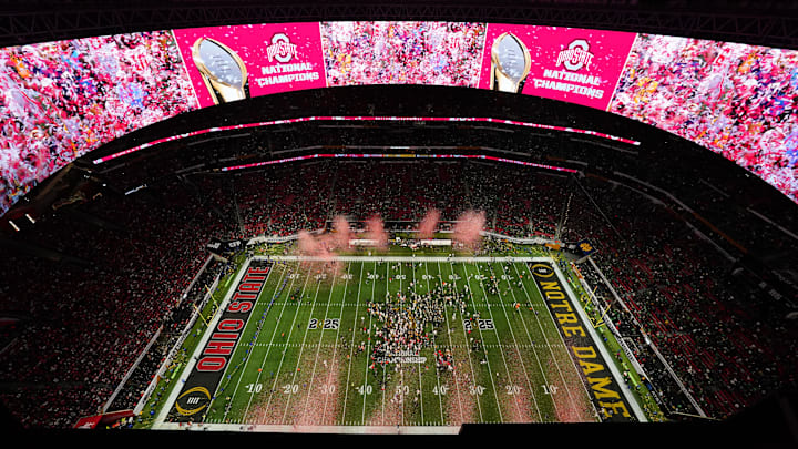 Ohio State Buckeyes defeat the Notre Dame Fighting Irish in the College Football Playoff National Championship Game