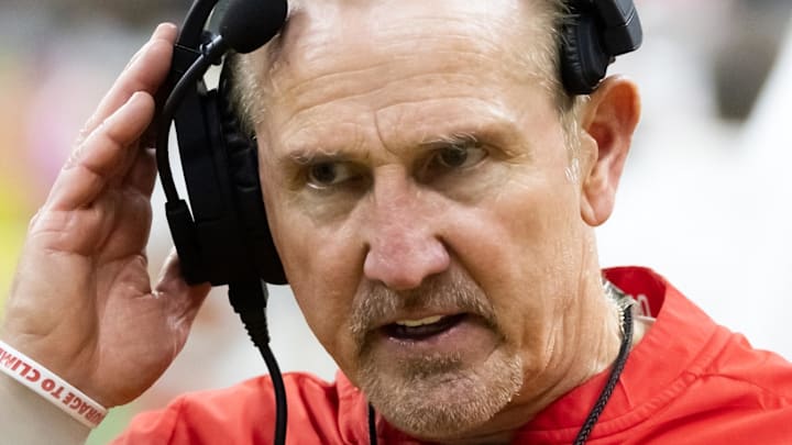 Feb 9, 2025; New Orleans, LA, USA; Kansas City Chiefs defensive coordinator Steve Spagnuolo against the Philadelphia Eagles in Super Bowl LIX at Caesars Superdome. Feb 9, 2025; New Orleans, LA, USA; Kansas City Chiefs defensive coordinator Steve Spagnuolo against the Philadelphia Eagles in Super Bowl LIX at Caesars Superdome.
