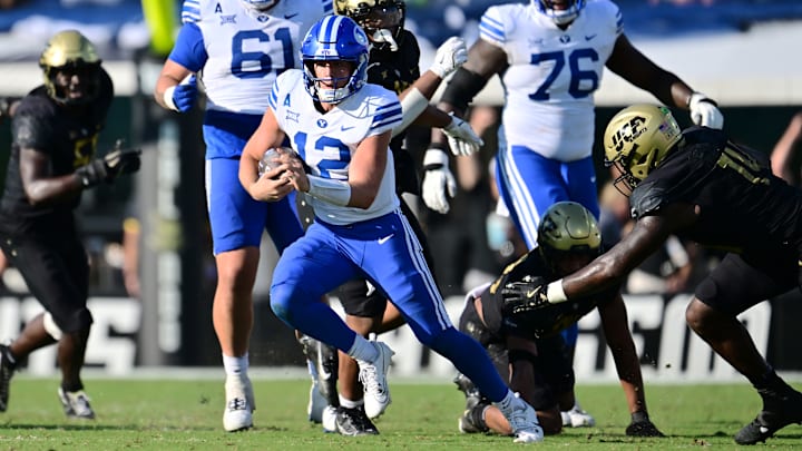 BYU's Jake Retzlaff run the ball against UCF