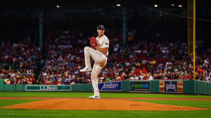 Sep 11, 2024; Boston, Massachusetts, USA; Boston Red Sox starting pitcher Nick Pivetta (37) throws a pitch against the Baltimore Orioles in the first inning at Fenway Park.