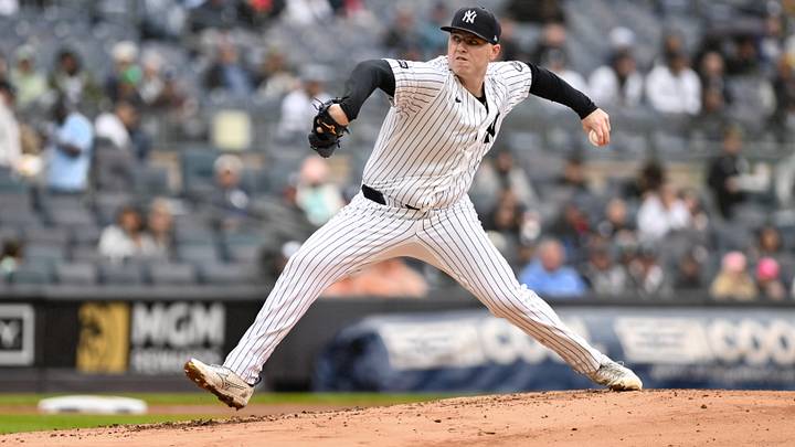 New York Yankees pitcher Ryan Weathers (40) pitches against the Tampa Bay Rays during the second inning at Yankee Stadium. New York Yankees pitcher Ryan Weathers (40) pitches against the Tampa Bay Rays during the second inning at Yankee Stadium.