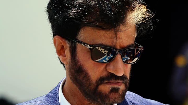 May 4, 2024; Miami Gardens, Florida, USA; FIA president Mohammed Ben Sulayem walks through the paddock after the F1 Sprint Race at Miami International Autodrome. Mandatory Credit: John David Mercer-Imagn Images