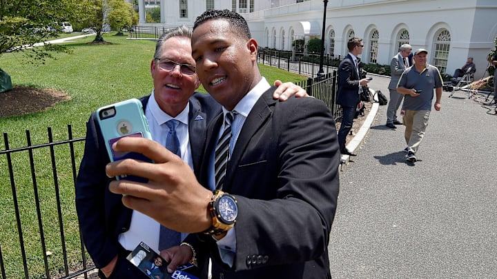Salvador Pérez visitó la Casa Blanca tras ganar la Serie Mundial