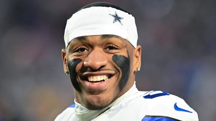 Dec 17, 2023; Orchard Park, New York, USA; Dallas Cowboys safety Juanyeh Thomas (30) warms up before
