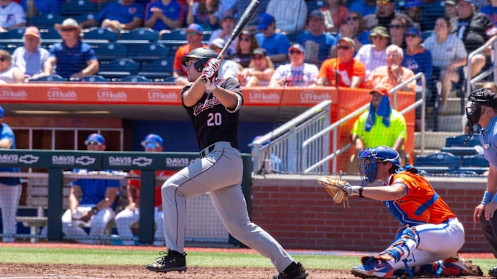 Gamecocks utility Ethan Petry (20) with a two run homer in the top of the third inning against Florida. The Gators ended their six game losing streak with an 11-9 win over the Gamecocks in Game 3 of the weekend series at Condron Family Ballpark in Gainesville, Florida, Sunday, April 14, 2024. Gamecocks utility Ethan Petry (20) with a two run homer in the top of the third inning against Florida. The Gators ended their six game losing streak with an 11-9 win over the Gamecocks in Game 3 of the weekend series at Condron Family Ballpark in Gainesville, Florida, Sunday, April 14, 2024.