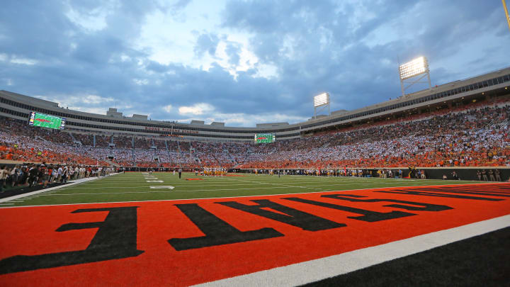 A cloudy sky is seen over Boone Pickens Stadium during a college football game between the Oklahoma State Cowboys (OSU) and the Arizona State Sun Devils at Boone Pickens Stadium in Stillwater, Okla., Saturday, Sept. 10, 2022. Oklahoma State won 34-17

Osu Vs Asu
