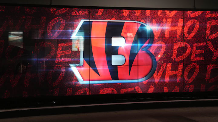 Feb 9, 2022; Los Angeles, CA, USA; A Cincinnati Bengals logo is seen at the Grove. Mandatory Credit: