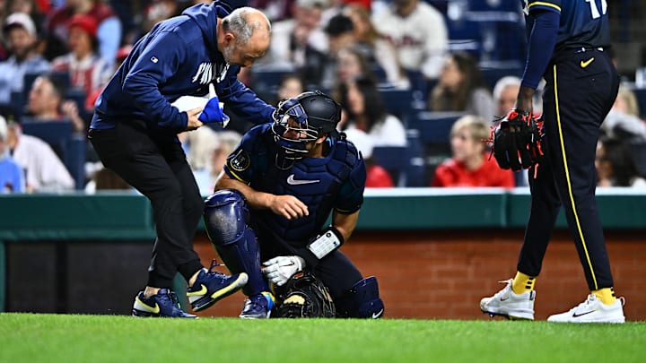 Apr 12, 2024; Philadelphia, Pennsylvania, USA; Philadelphia Phillies catcher J.T. Realmuto