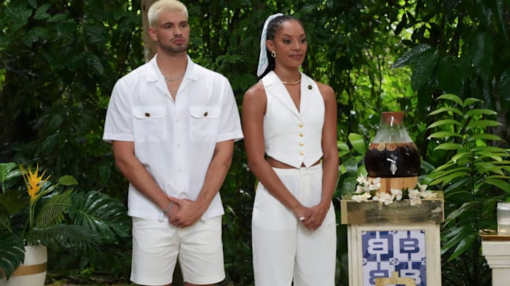 DEAL OR NO DEAL ISLAND -- "The Banker Strikes Back" Episode 201 -- Pictured: (l-r) Ben Crofchick, Kamari Love -- (Photo by: Monty Brinton/NBC)