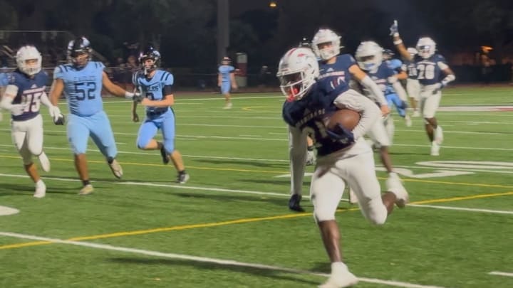 Darius Smith of Chaminade-Madonna returned two punts for touchdowns in a 63-0 playoff win against St. John Paul II Academy. Darius Smith of Chaminade-Madonna returned two punts for touchdowns in a 63-0 playoff win against St. John Paul II Academy.