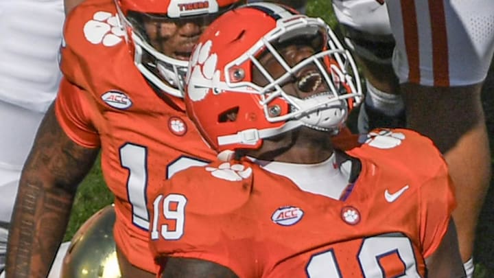 Nov 4, 2023; Clemson, South Carolina, USA; Clemson Tigers defensive lineman DeMonte Capehart (19)