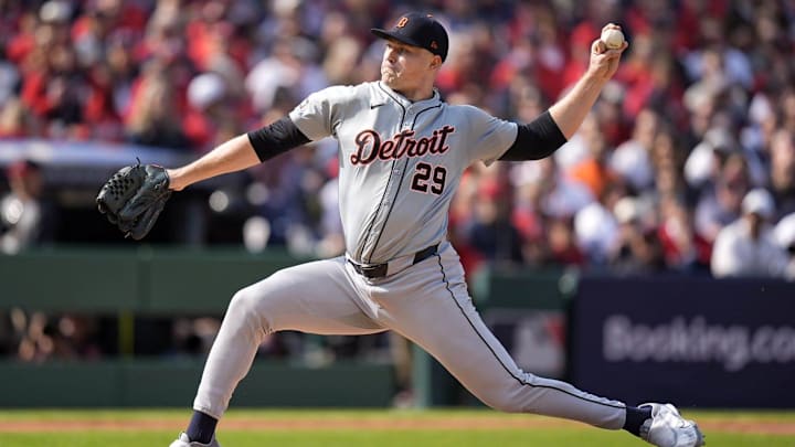 Tigers' pitcher Tarik Skubal throws against Guardians during the second inning at Game 5 of ALDS at Progressive Field in Cleveland, Ohio on Saturday, Oct. 12, 2024. Tigers' pitcher Tarik Skubal throws against Guardians during the second inning at Game 5 of ALDS at Progressive Field in Cleveland, Ohio on Saturday, Oct. 12, 2024.