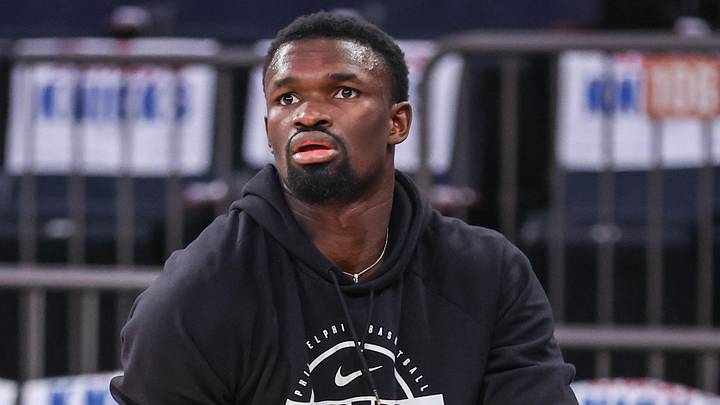 May 6, 2026; New York, New York, USA; Philadelphia 76ers center Adem Bona (30) warms up prior to game five of the second round of the 2026 NBA Playoffs against the New York Knicks at Madison Square Garden. Mandatory Credit: Wendell Cruz-Imagn Images