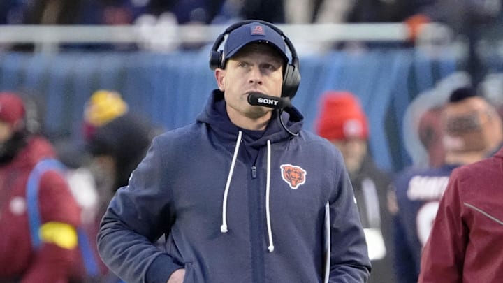 Chicago Bears head coach Ben Johnson looks on from the sideline against the Detroit Lions.