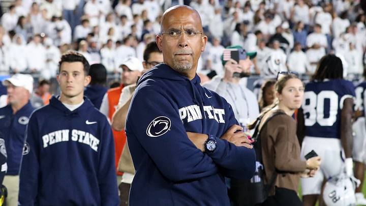 Oct 11, 2025; University Park, Pennsylvania, USA; Penn State Nittany Lions head coach James Franklin stands on the field following the game against the Northwestern Wildcats at Beaver Stadium. Mandatory Credit: Matthew O'Haren-Imagn Images Oct 11, 2025; University Park, Pennsylvania, USA; Penn State Nittany Lions head coach James Franklin stands on the field following the game against the Northwestern Wildcats at Beaver Stadium. Mandatory Credit: Matthew O'Haren-Imagn Images