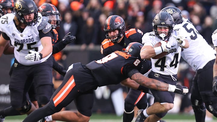 Colorado running back Charlie Offerdahl (44) carries the ball against  Oregon State during the first quarter at Reser Stadium in Corvallis, Ore. on Saturday, Oct. 22, 2022.

Ncaa Football Colorado At Oregon State 703