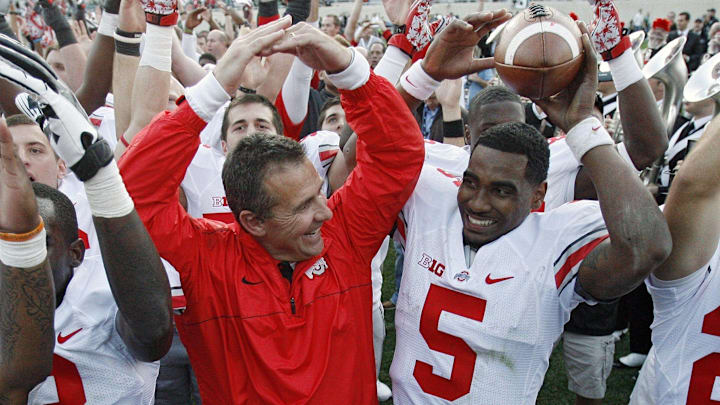 Urban Meyer came to love star quarterback Braxton Miller (5) and the rest of the 2012 Buckeyes, and to this day does not understand why they were punished for NCAA violations committed by predecessors. Urban Meyer came to love star quarterback Braxton Miller (5) and the rest of the 2012 Buckeyes, and to this day does not understand why they were punished for NCAA violations committed by predecessors.