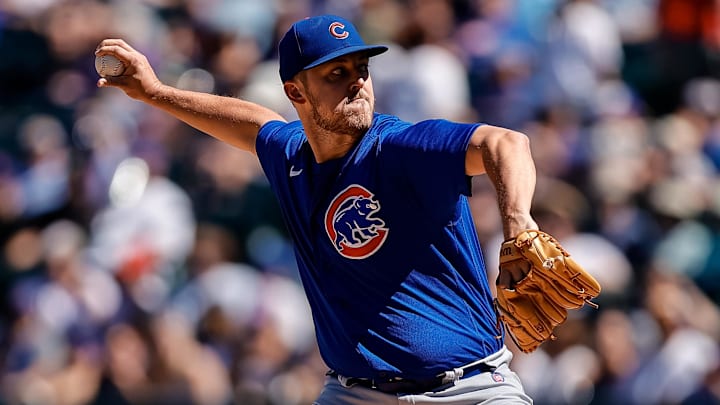 Sep 13, 2023; Denver, Colorado, USA; Chicago Cubs starting pitcher Jameson Taillon (50) pitches