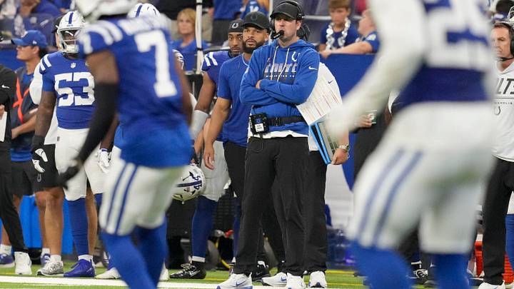Indianapolis Colts head coach Shane Steichen watches the action on the field Sunday, Sept. 13, 2026, during a game against the Baltimore Ravens at Lucas Oil Stadium in Indianapolis. Indianapolis Colts head coach Shane Steichen watches the action on the field Sunday, Sept. 13, 2026, during a game against the Baltimore Ravens at Lucas Oil Stadium in Indianapolis.