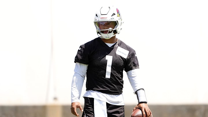 Arizona Cardinals quarterback Kyler Murray (1) during organized team practice at the Arizona Cardinals training center in Tempe on May 28, 2025.