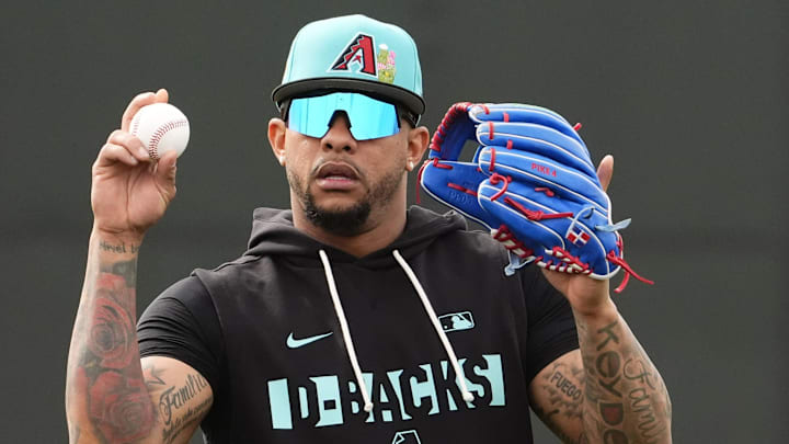 Arizona Diamondbacks second baseman Ketel Marte (4) during spring training workouts at Salt River Fields on Feb. 16, 2026, in Scottsdale.