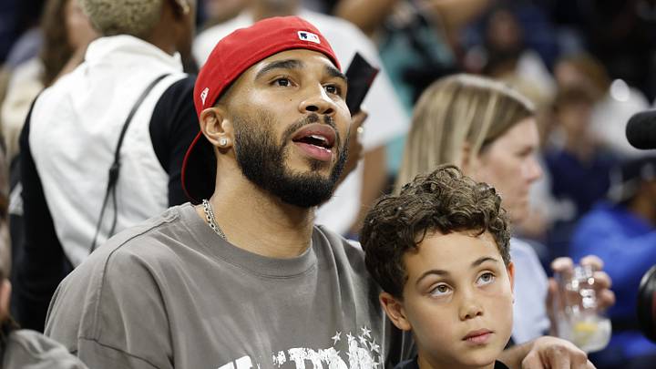 Jul 24, 2026; Chicago, IL, USA; Boston Celtics forward Jayson Tatum in attendance during the 2026 State Farm WNBA 3-Point Contest at Wintrust Arena. Jul 24, 2026; Chicago, IL, USA; Boston Celtics forward Jayson Tatum in attendance during the 2026 State Farm WNBA 3-Point Contest at Wintrust Arena.