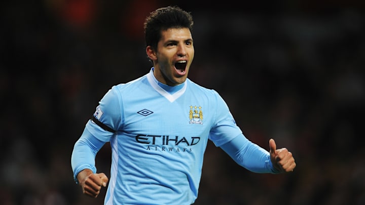 Sergio Agüero celebra un gol con el Manchester City. Sergio Agüero celebra un gol con el Manchester City.