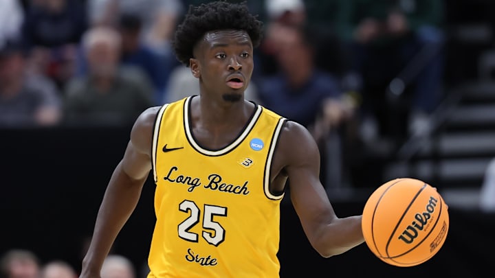 Mar 21, 2024; Salt Lake City, UT, USA; Long Beach State 49ers guard Aboubacar Traore (25) 