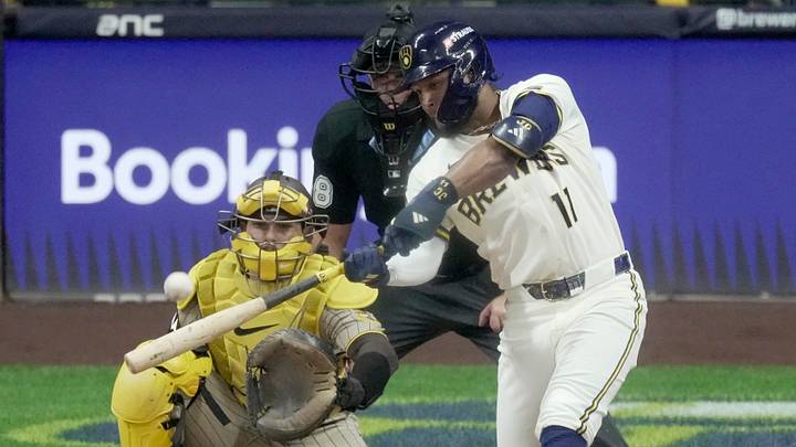 Milwaukee Brewers left fielder Jackson Chourio (11) hits a two-run home run during the third inning of their National League Division Series game against the San Diego Padres on Saturday, Oct. 3, 2026, at American Family Field in Milwaukee, Wisconsin. Milwaukee Brewers left fielder Jackson Chourio (11) hits a two-run home run during the third inning of their National League Division Series game against the San Diego Padres on Saturday, Oct. 3, 2026, at American Family Field in Milwaukee, Wisconsin.
