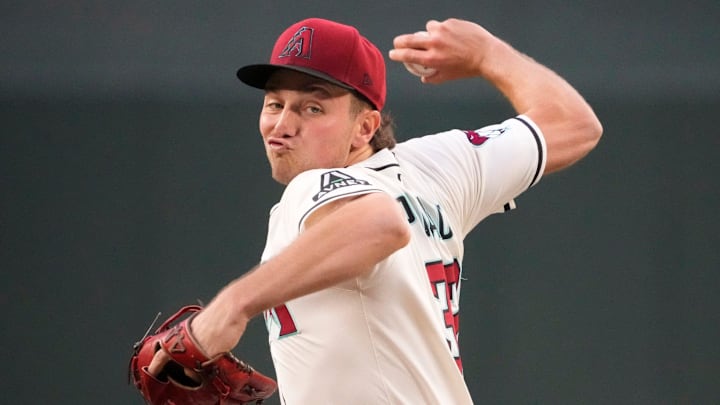 Arizona Diamondbacks pitcher Brandon Pfaadt (32) throws against the Tampa Bay Rays during the first inning at Chase Field in Phoenix, on April 22, 2025.