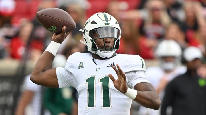 Sep 24, 2022; Louisville, Kentucky, USA;  South Florida Bulls quarterback Gerry Bohanon (11) looks