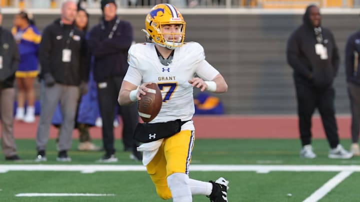 Grant senior QB Luke Alexander threw for more than 300 yards and three touchdowns in his final high school game, a wild 35-28 win over Oxnard Pacifica for the CIF Division 2-AA championship Dec. 13, 2024 at Saddleback College in Mission Viejo